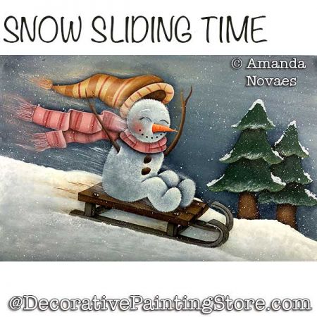 Snow Sliding Time (Snowman) Painting Pattern PDF DOWNLOAD - Amanda Novaes